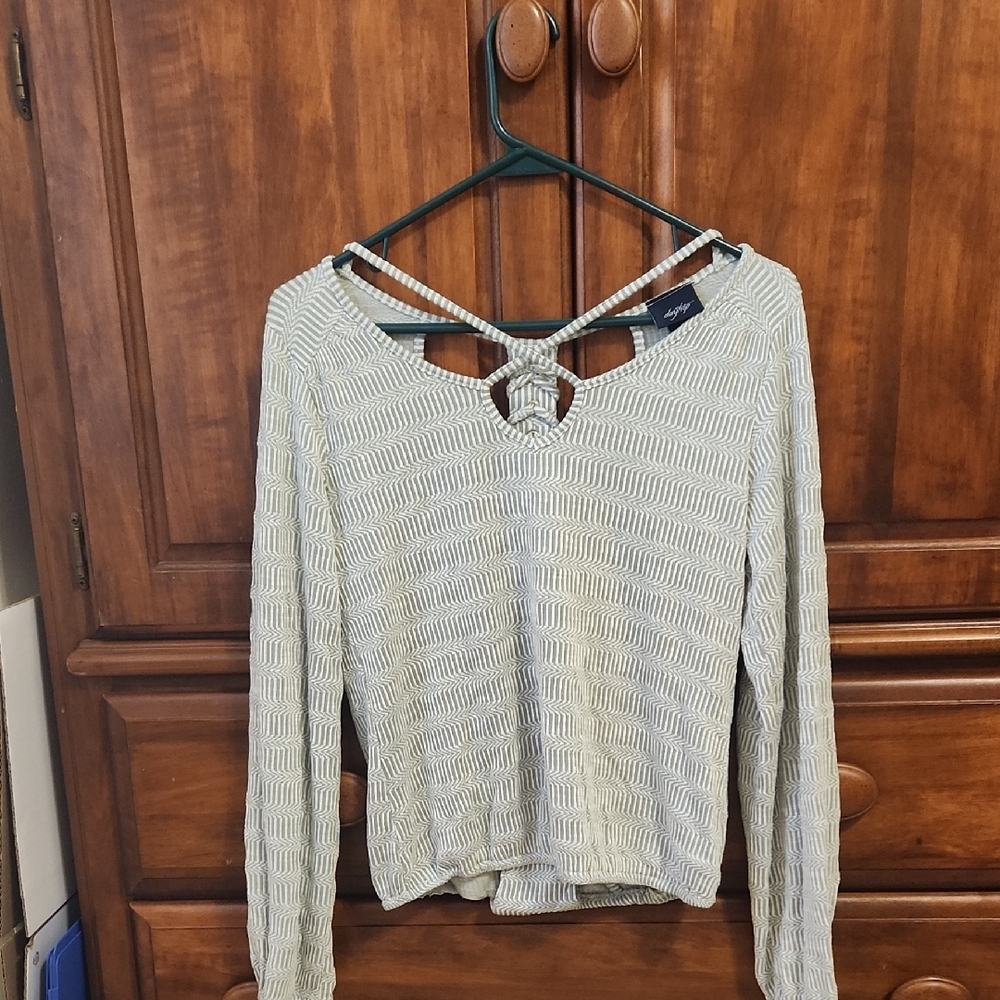 Striped Long Sleeve Top with Knot Detail